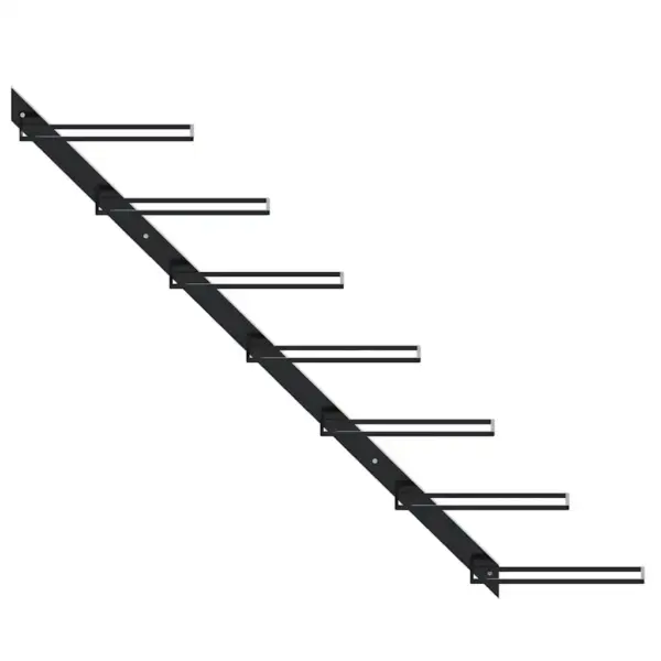 Seinale kinnitatav veiniriiul 7 pudelile, must metall, 88 x 8 x 72 cm – 5