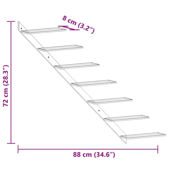 Seinale kinnitatav veiniriiul 7 pudelile, must metall, 88 x 8 x 72 cm – 9