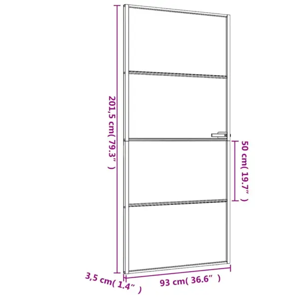 Õhuke must siseuks mattkarastatud klaasiga, alumiiniumraam, 93 x 201,5 cm – 9