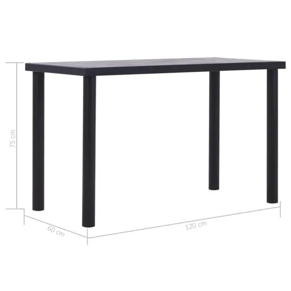 Söögilaud musta metallraami ja betoonhalli MDF-plaadiga, 120 x 60 x 75 cm – 5