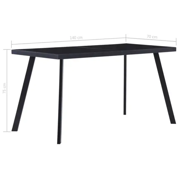 Must söögilaud karastatud klaasplaadiga, terasraamiga, 140 x 70 x 75 cm – 5