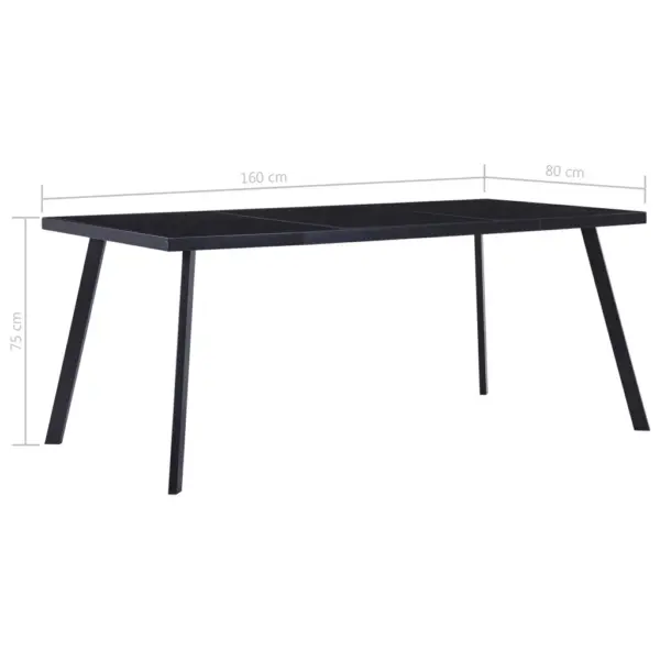 Must söögilaud karastatud klaasist lauaplaadiga, 160 x 80 x 75 cm – 5