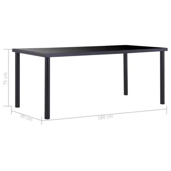 Must söögilaud karastatud klaasist lauaplaadiga, 180 x 90 x 75 cm – 5