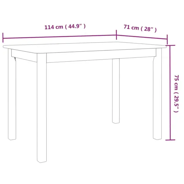 Must söögilaud kautšukipuidust raamiga, MDF lauaplaat, 114 x 71 x 75 cm - 7