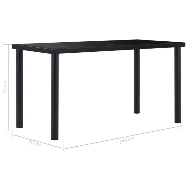 Must söögilaud karastatud klaasist lauaplaadiga, 140 x 70 x 75 cm – 5
