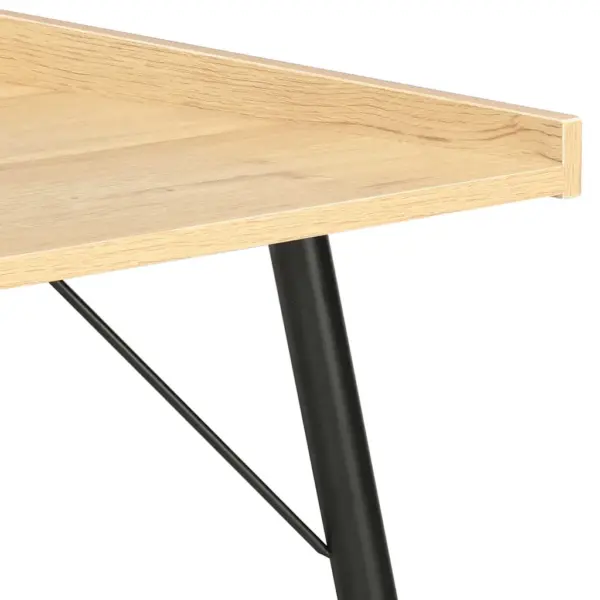 Must ja tammevärvi kirjutuslaud kõrgendatud servadega, tehispuit ja teras, 90 x 50 x 79 cm – 5