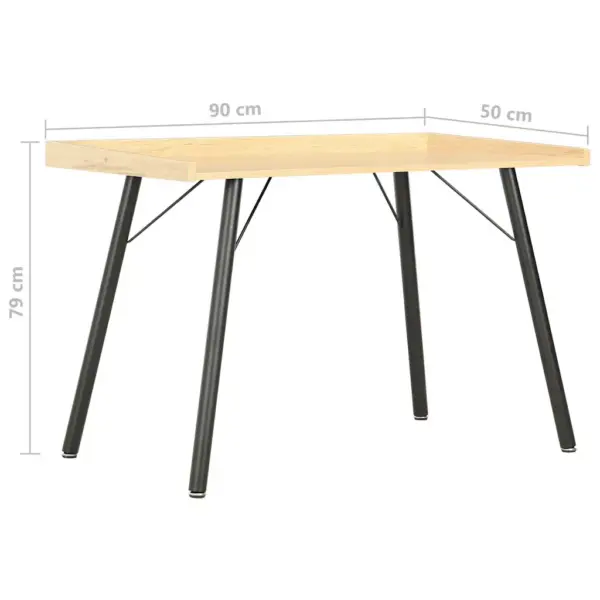 Must ja tammevärvi kirjutuslaud kõrgendatud servadega, tehispuit ja teras, 90 x 50 x 79 cm – 6