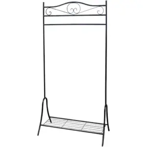 Must terasest riidenagi jalanõuriiuliga, 90 x 44 x 174 cm