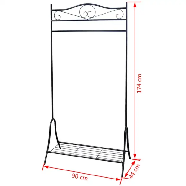 Must terasest riidenagi jalanõuriiuliga, 90 x 44 x 174 cm – 5