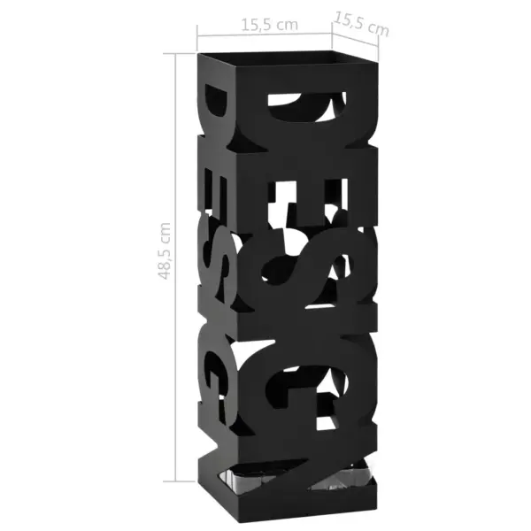 Must terasest vihmavarjuhoidja Design mustriga, 15,5 x 15,5 x 48,5 cm – 5