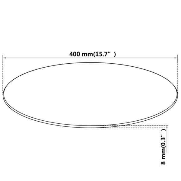 Ümmargune must karastatud klaasist lauaplaat, 40 cm, 8 mm – 4