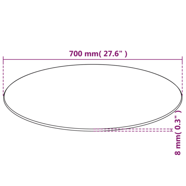 Ümmargune must karastatud klaasist lauaplaat, Ø 70 cm – 4