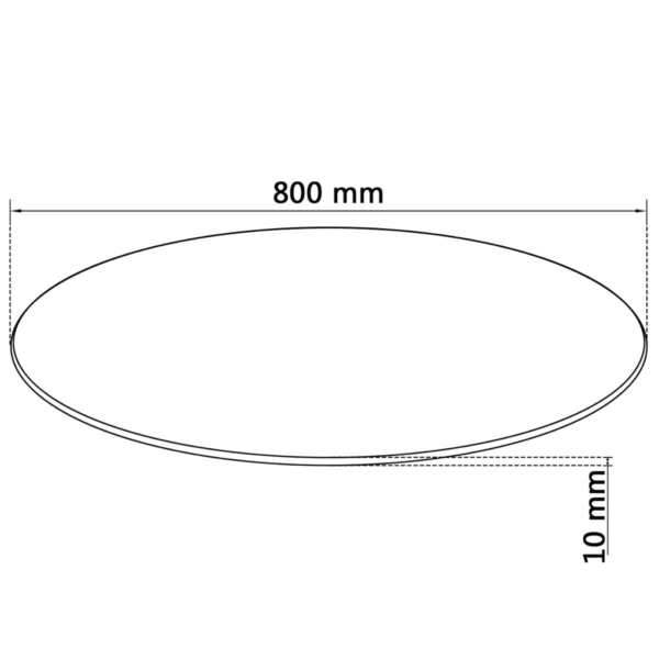Ümmargune must karastatud klaasist lauaplaat, Ø 80 cm – 4