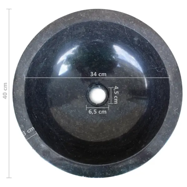 Ümmargune must marmorvalamu, 40 x 15 cm – 6