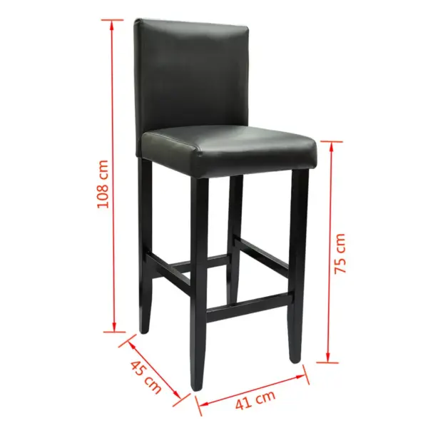 Musta kunstnahaga baaritoolid puidust jalgadel, 2 tk, 41 x 45 x 108 cm – 5