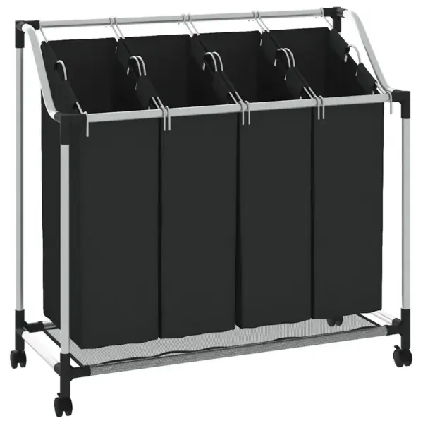 Ratastel must pesusorteerija 4 eemaldatava kotiga, metallraamiga, 96 x 40 cm – 2