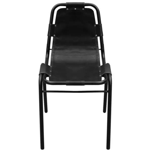 Mustad ehtsast nahast söögitoolid, 2 tk, lakitud terasraamiga, 49 x 52 x 88 cm – 3