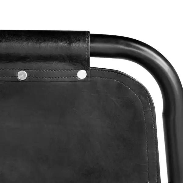 Mustad ehtsast nahast söögitoolid, 2 tk, lakitud terasraamiga, 49 x 52 x 88 cm – 4