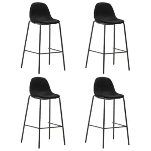 Kangast baaritoolid jalatoega, 4 tk, must, metalljalgadega, 51 x 49 x 99 cm