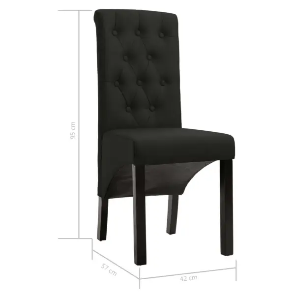 Mustad kangast söögitoolid kõrge seljatoega, 2 tk, kummipuust raamiga, 42 x 57 x 95 cm – 8