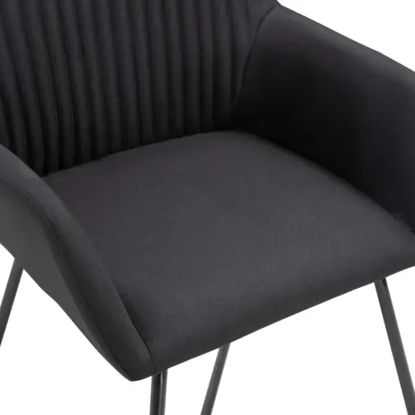Polsterdatud söögitoolid käetugedega, 6 tk, must kangas – 6