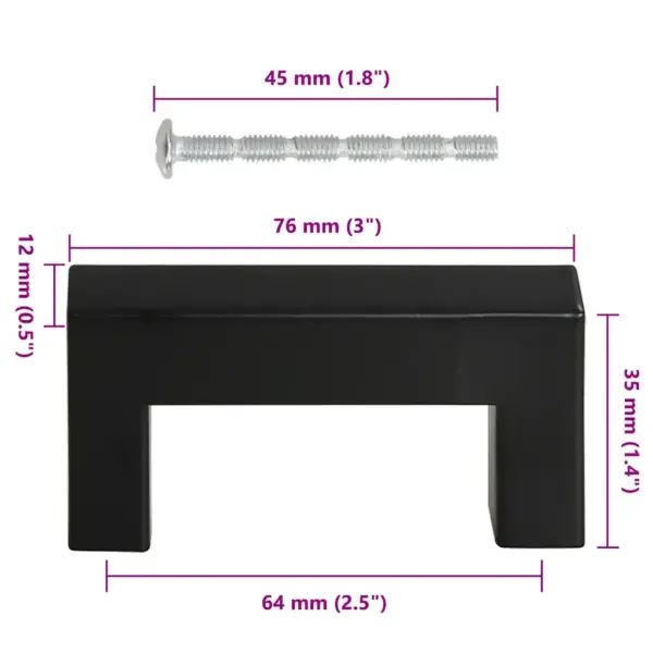 Mustad kandilised kapi käepidemed, 10 tk, roostevaba teras, ava vahe 64 mm – 10