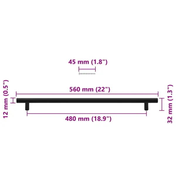Kapi käepidemed T-kujulised, must roostevaba teras, 5 tk, ava vahe 480 mm, pikkus 560 mm – 10