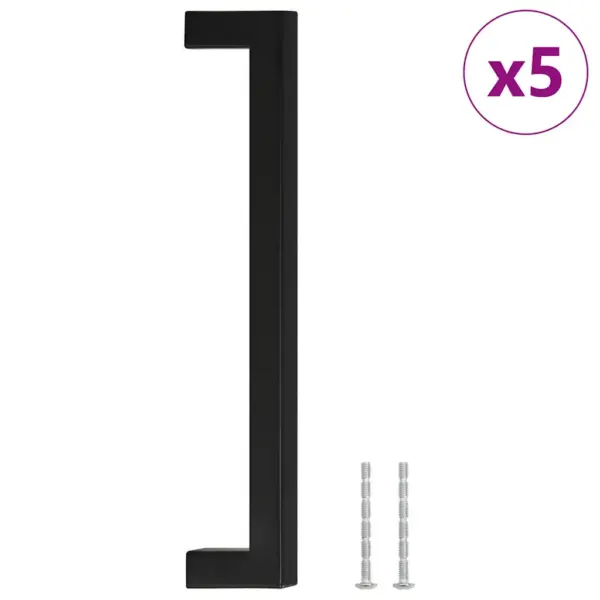 Mustad kandilised kapi käepidemed 5 tk, roostevaba teras, ava 192 mm – 2