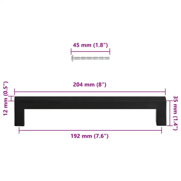 Mustad kandilised kapi käepidemed 5 tk, roostevaba teras, ava 192 mm – 10