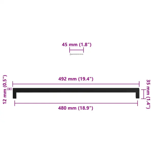 Mustad kandilised kapi käepidemed 5 tk, roostevaba teras, ava vahe 480 mm – 10