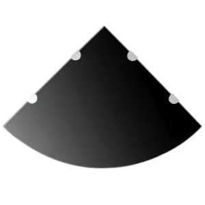 Mustad klaasist nurgariiulid, 2 tk, kroomitud tugedega, 45 x 45 cm