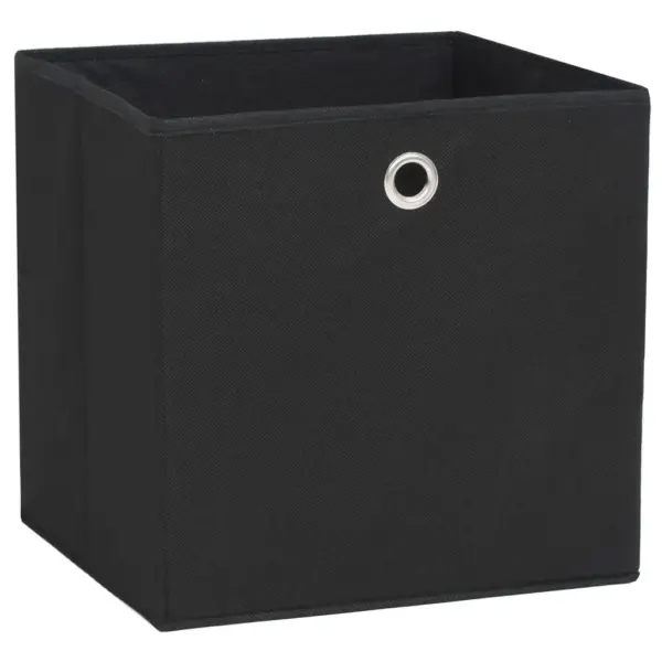 Kokkupandavad mittekootud kangast hoiukastid metallrõngaga, must, 10 tk, 32 x 32 x 32 cm – 4