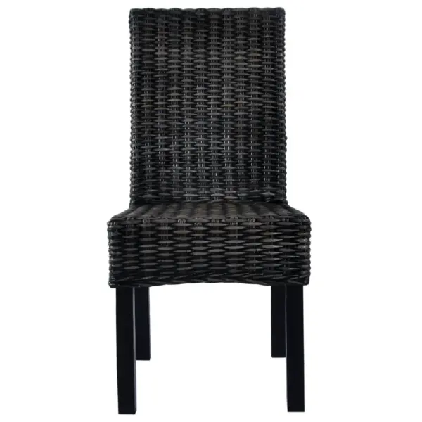 Mustad kubu-rotangist söögitoolid mangopuidust raamiga, 4 tk, 46 x 61 x 93 cm – 3