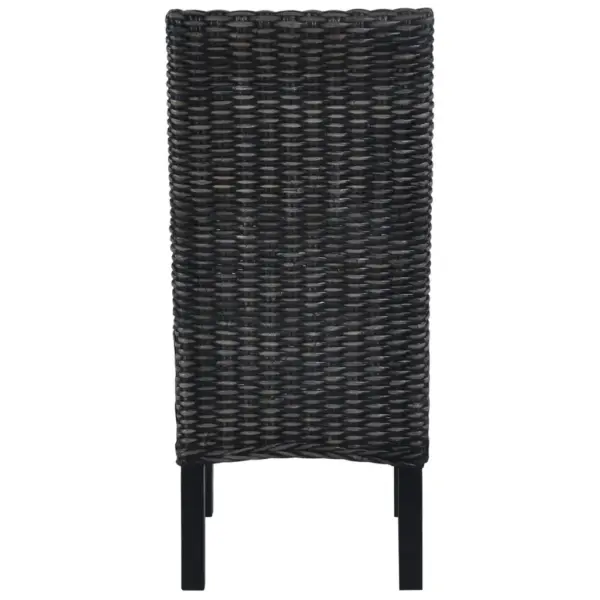 Mustad kubu-rotangist söögitoolid mangopuidust raamiga, 4 tk, 46 x 61 x 93 cm – 5