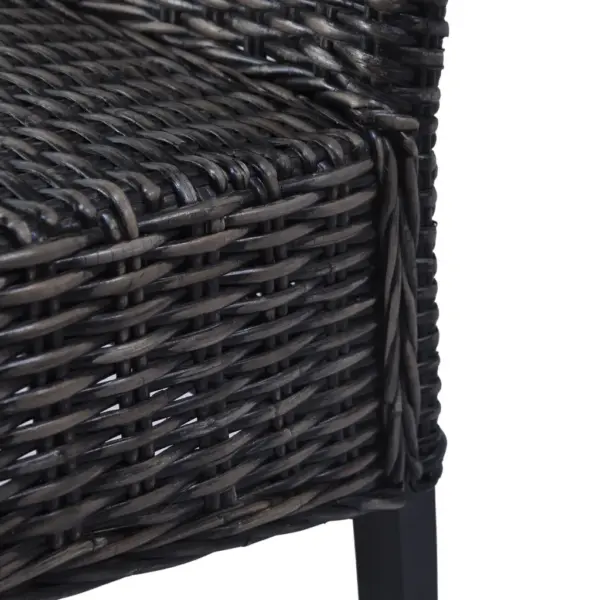Mustad kubu-rotangist söögitoolid mangopuidust raamiga, 4 tk, 46 x 61 x 93 cm – 6