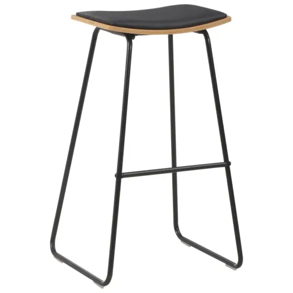 Mustad kunstnahast baaripukid, 6 tk, pulbervärvitud terasraam, 45 x 43 x 76 cm – 2