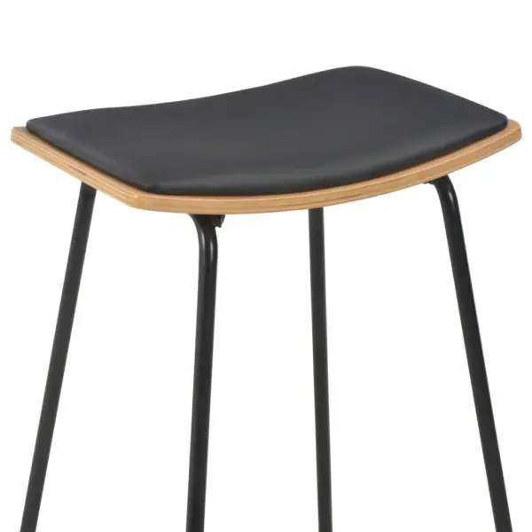 Mustad kunstnahast baaripukid, 6 tk, pulbervärvitud terasraam, 45 x 43 x 76 cm – 5