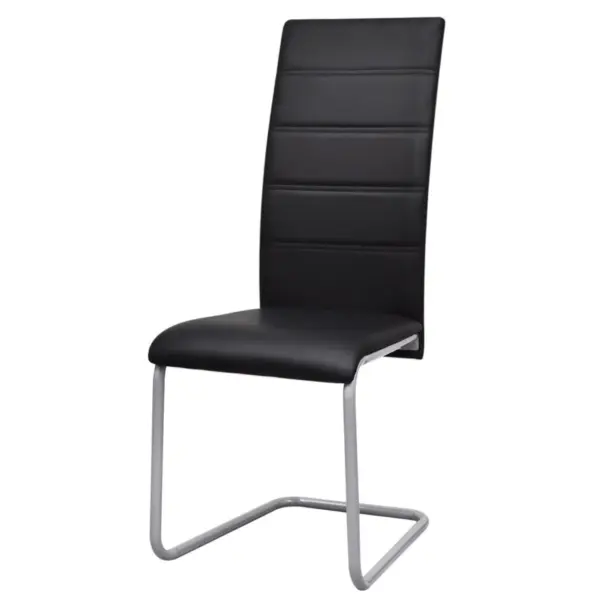 Mustad vetruvate jalgadega söögitoolid, kunstnahk, 6 tk – 2