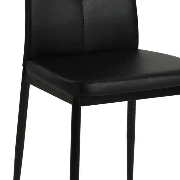 Mustad kunstnahast söögitoolid kristallnuppudega, 2 tk, puitraami ja terasjalgadega – 6