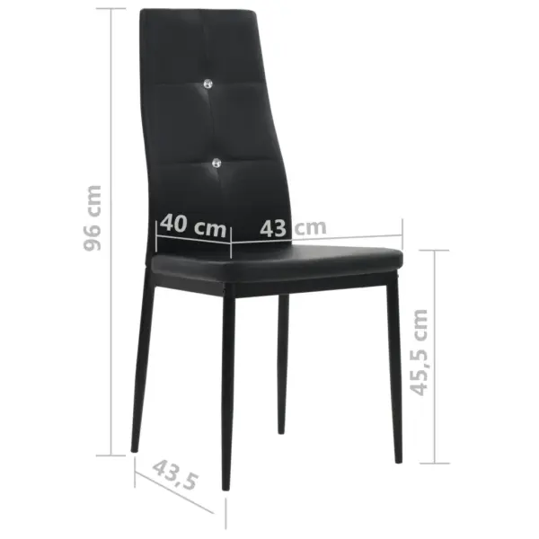 Mustad kunstnahast söögitoolid kristallnuppudega, 2 tk, puitraami ja terasjalgadega – 9