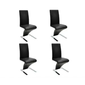 Mustad kunstnahast söögitoolid kroomitud jalgadega, 4 tk