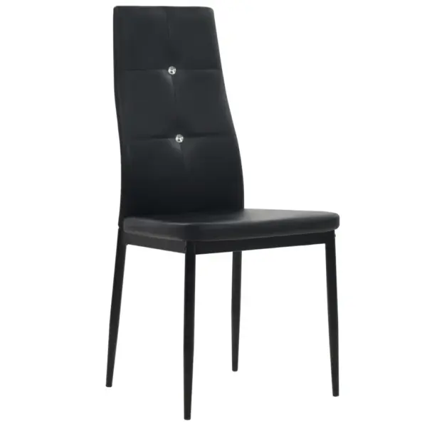 Mustad kunstnahast söögitoolid kristallnööpidega, 4 tk, terasjalgadega – 2