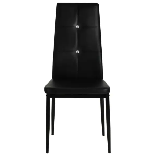 Mustad kunstnahast söögitoolid kristallnööpidega, 4 tk, terasjalgadega – 3