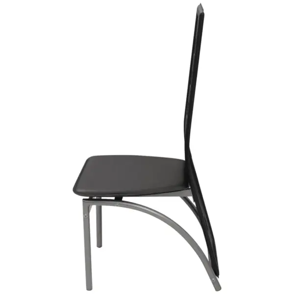 Mustad kunstnahast söögitoolid kõrge seljatoega, 6 tk, terasraam – 4
