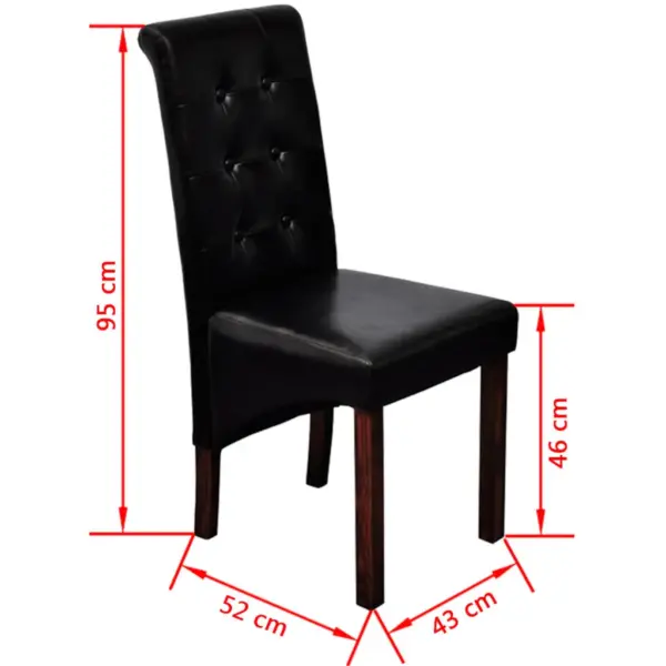 Mustad kunstnahast söögitoolid, 6 tk, puitjalgadega, 43 x 52 x 95 cm – 6