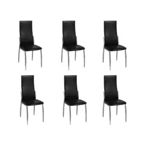 Mustad kunstnahast söögitoolid, 6 tk, terasjalgadega, 43 x 54 x 100 cm