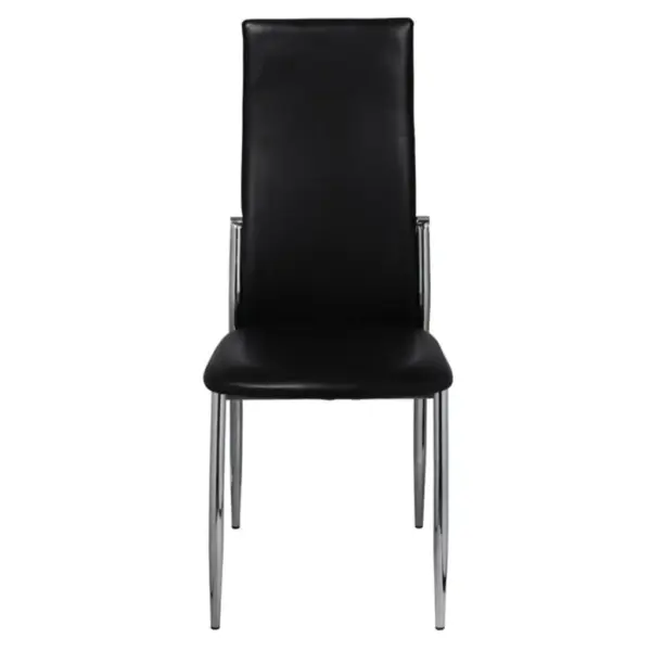 Mustad kunstnahast söögitoolid, 6 tk, terasjalgadega, 43 x 54 x 100 cm – 3