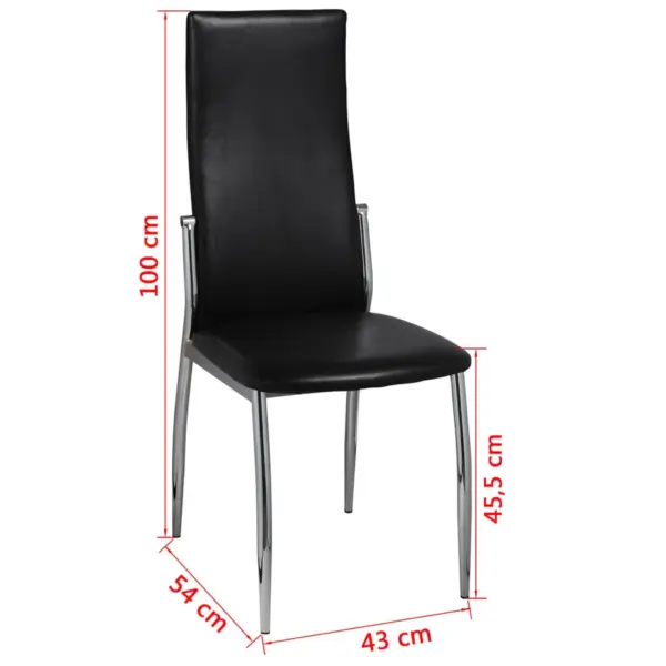 Mustad kunstnahast söögitoolid, 6 tk, terasjalgadega, 43 x 54 x 100 cm – 7