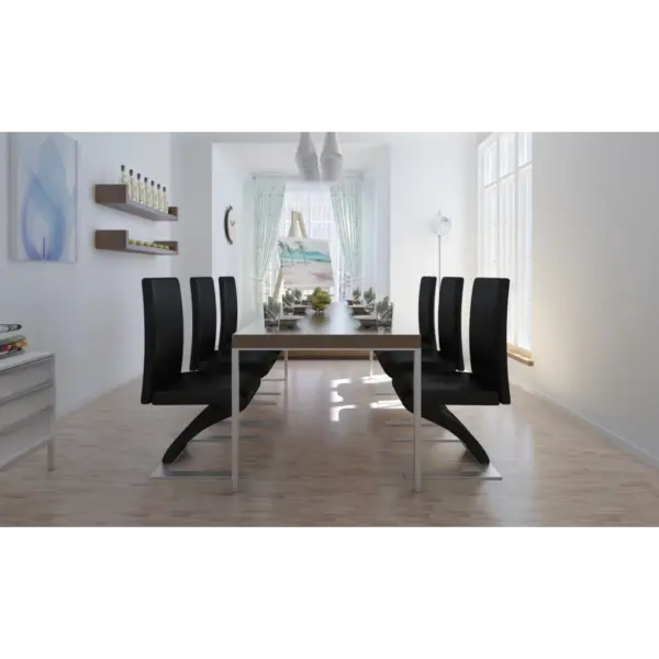 Mustast kunstnahast söögitoolid kroomitud jalgadel, 6 tk, must, 58 x 44 x 99 cm – 2