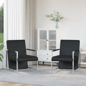 Kaasaegsed mustad tugitoolid, 2 tk, kunstnahk, kroomitud raamiga, 53 x 69 x 73 cm